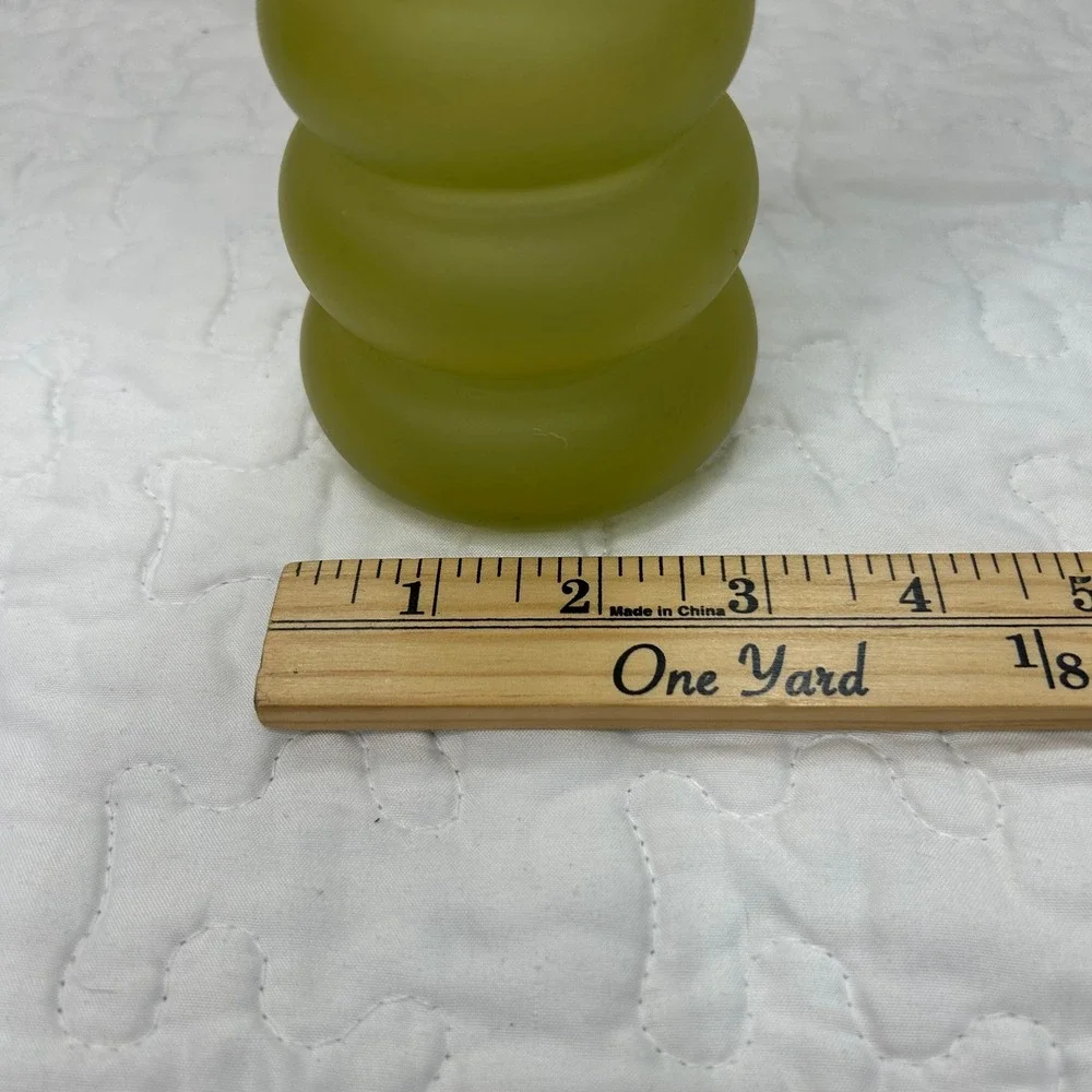 Vintage Art Glass Bubble Ribbed Bud Vases Lot 4 Green Yellow Frosted Mid Century
